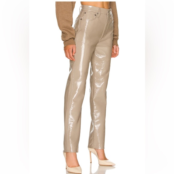 AGOLDE Recycled Leather 90’s Pinch Waist Pant in Quail Patent Sz 31 - Picture 2 of 15
